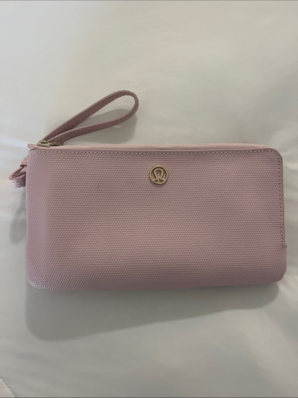 lululemon athletica Blush Pink Wristlet Clutch with Gold Logo